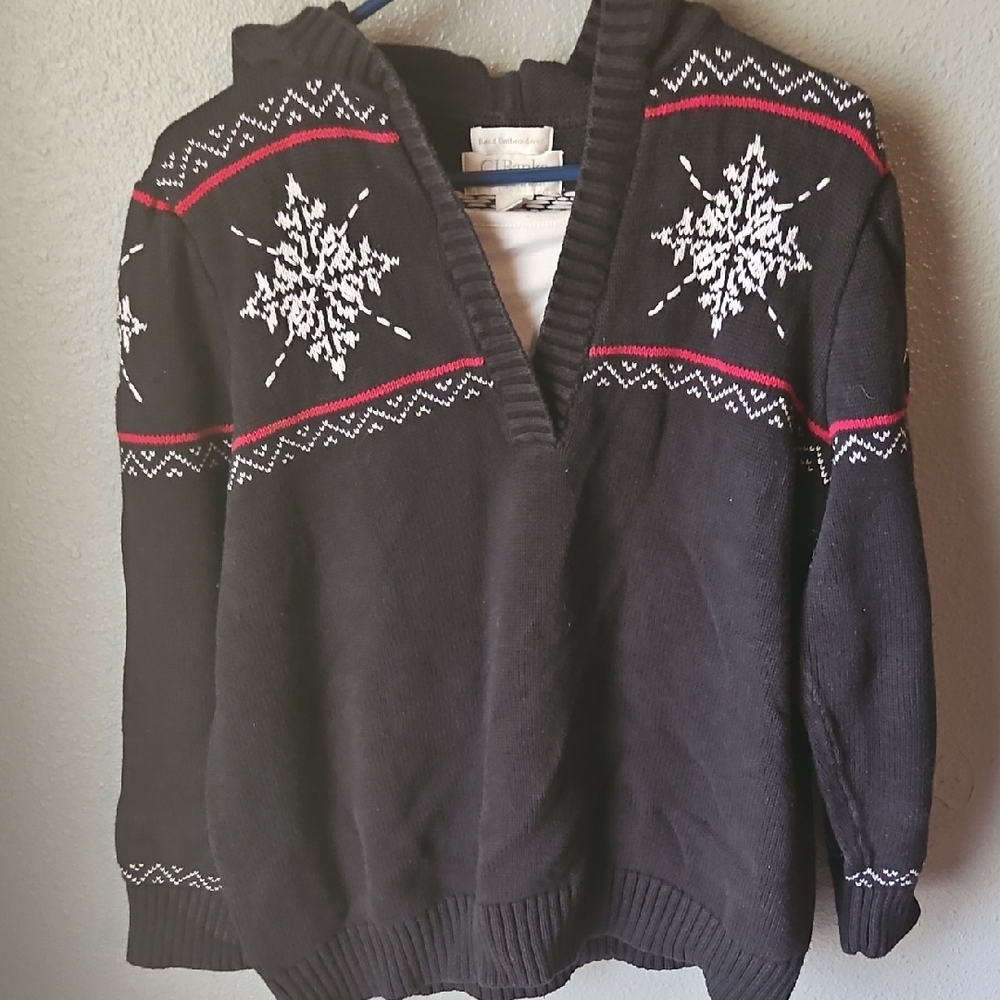 Black Sweater with Snowflake Design